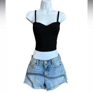 7 For All ManKind Embroidered High Waist Cut Off Shorts Size 26